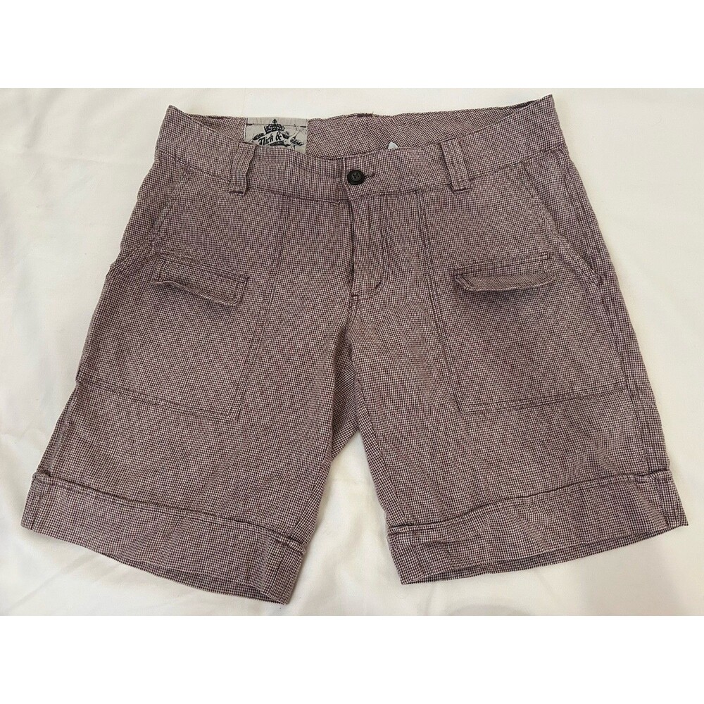 Nick & Mo Vintage Rags Brown & Beige Micro Check Mini Gingham Womens Shorts SZ 7